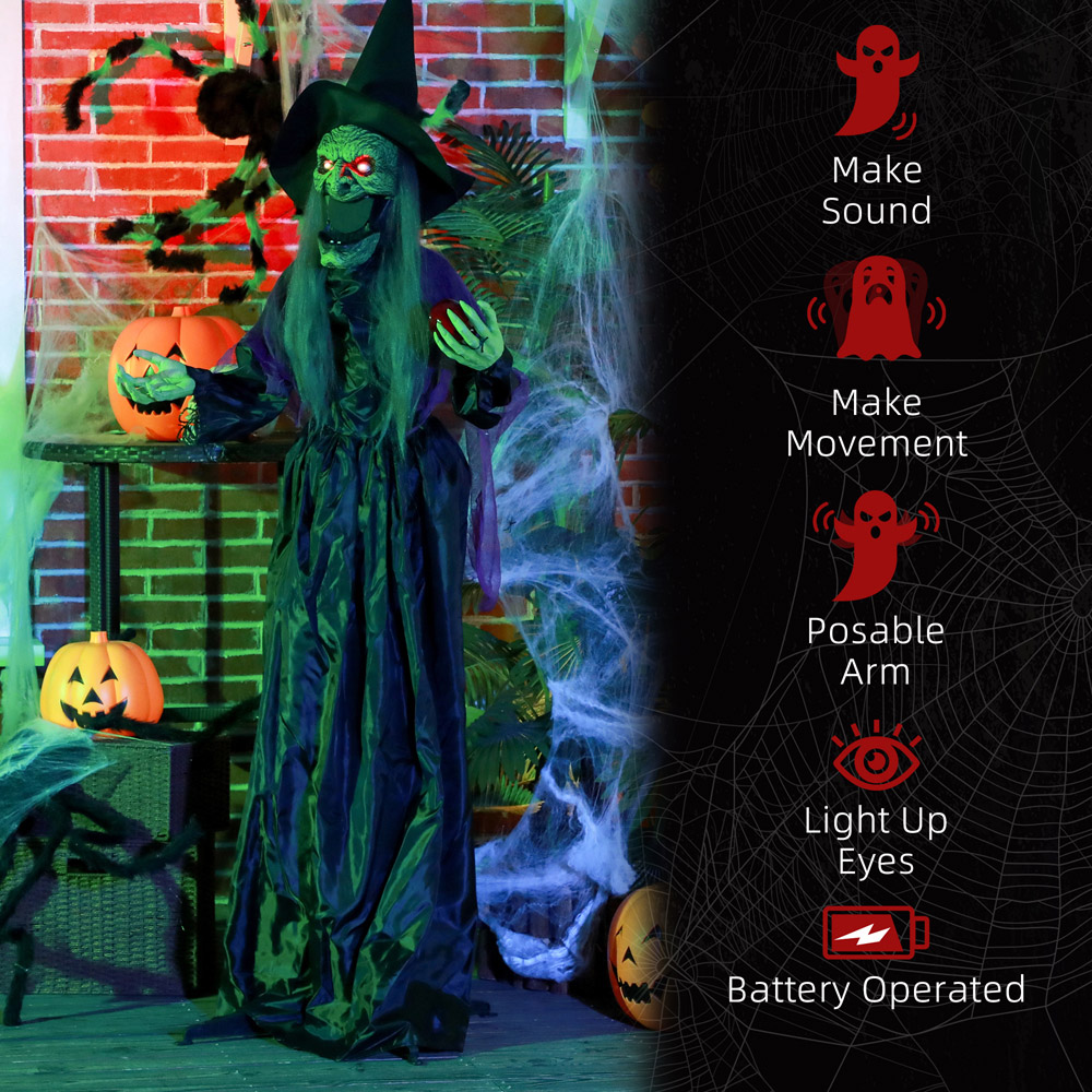 HOMCOM Voice Activated Animatronics Witch Halloween Decoration 5.9ft Image 8
