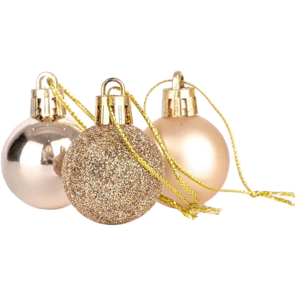 Shatchi 3cm Champagne Gold Shatterproof Christmas Bauble 12 Pack Image 2