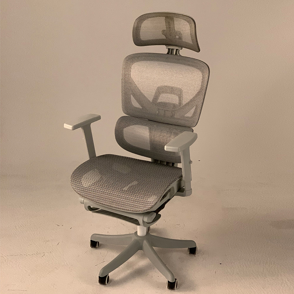 Living and Home Grey Height Adjustable Mesh Office Chair with Footrest ...