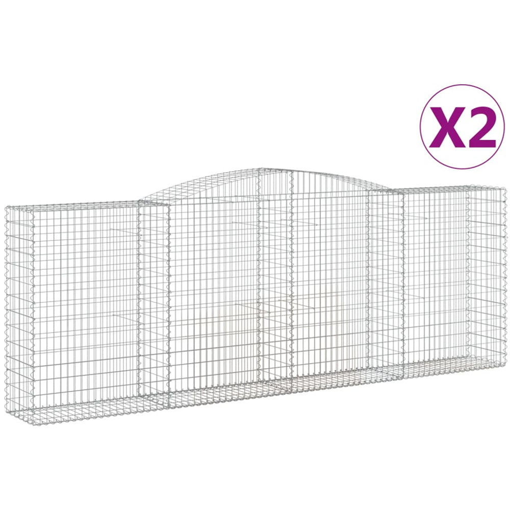 vidaXL Silver Galvanised Iron Arched Gabion Basket 400 x 50 x 140/160cm 2 Pack Image 2