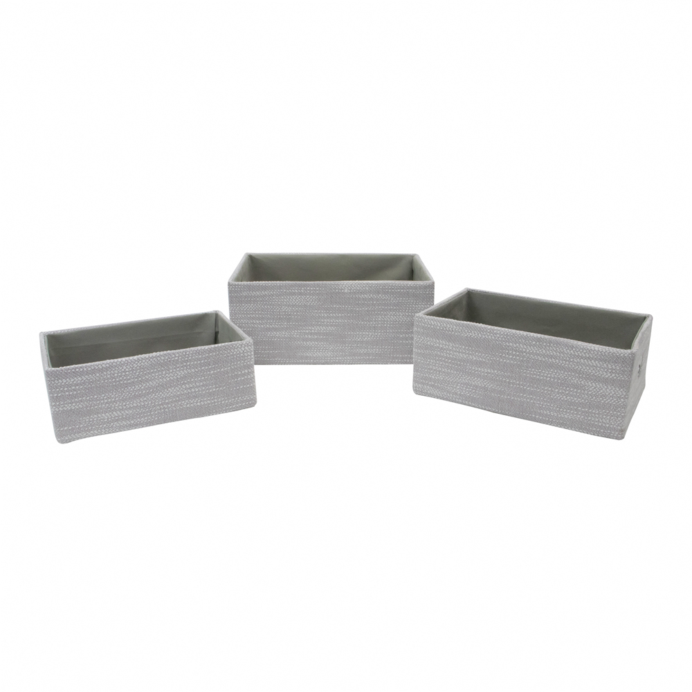 JVL Serena Light Grey Rectangular Storage Basket 3 Pack Image 3