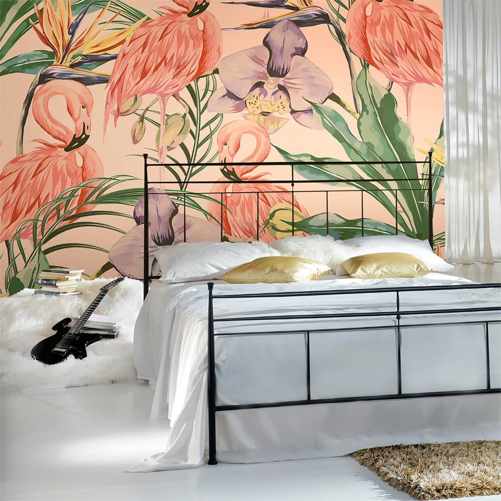 Origin Murals Paradise Flamingo Coral Wall Mural Image 1
