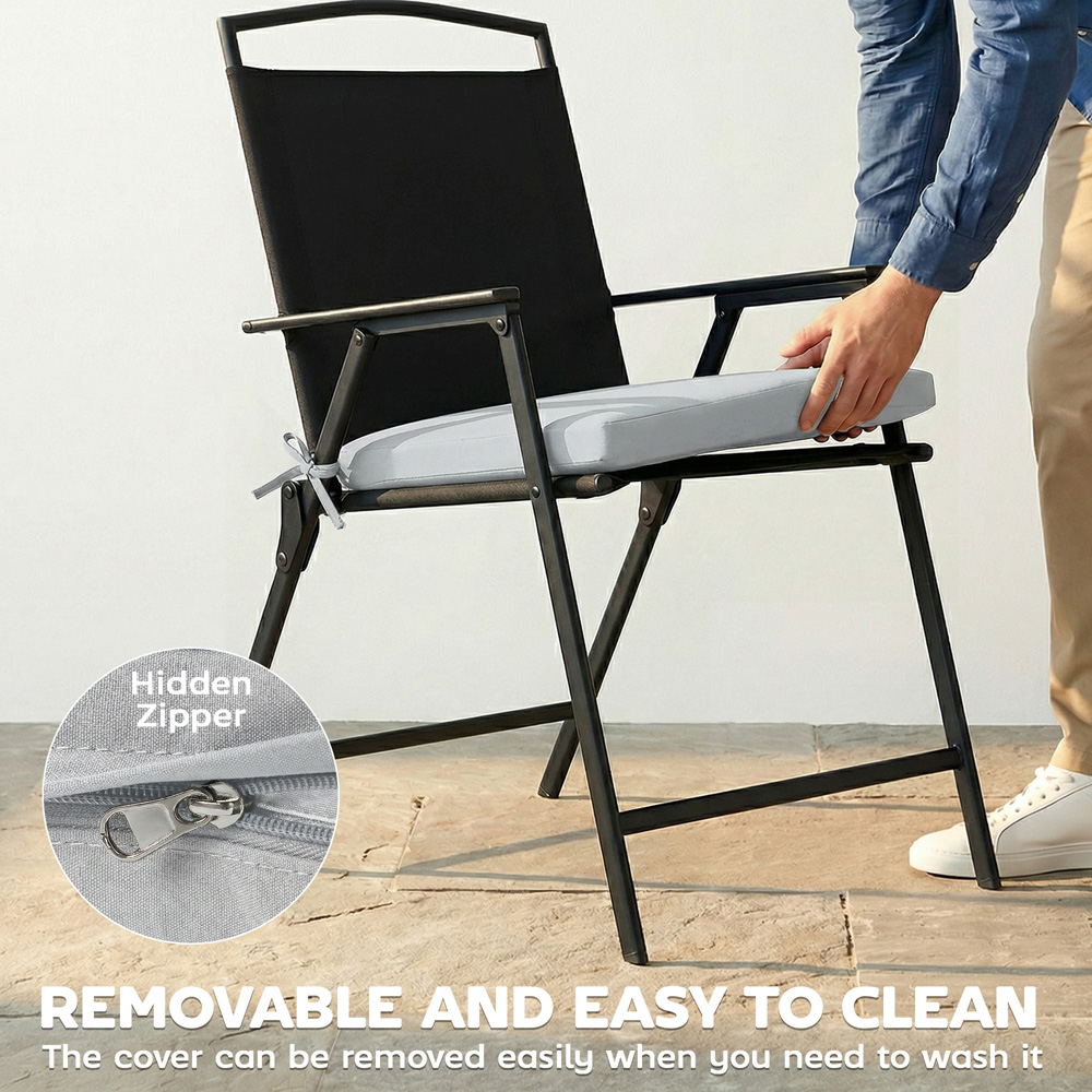 Outsunny Light Grey Seat Cushion with Machine Washable Cover 6 Pack Image 7