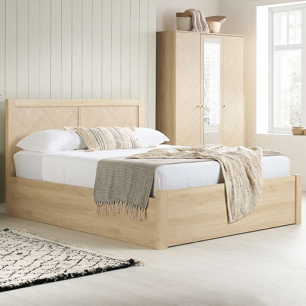 Birlea Herringford King Size Oak Ottoman Bed Image 1