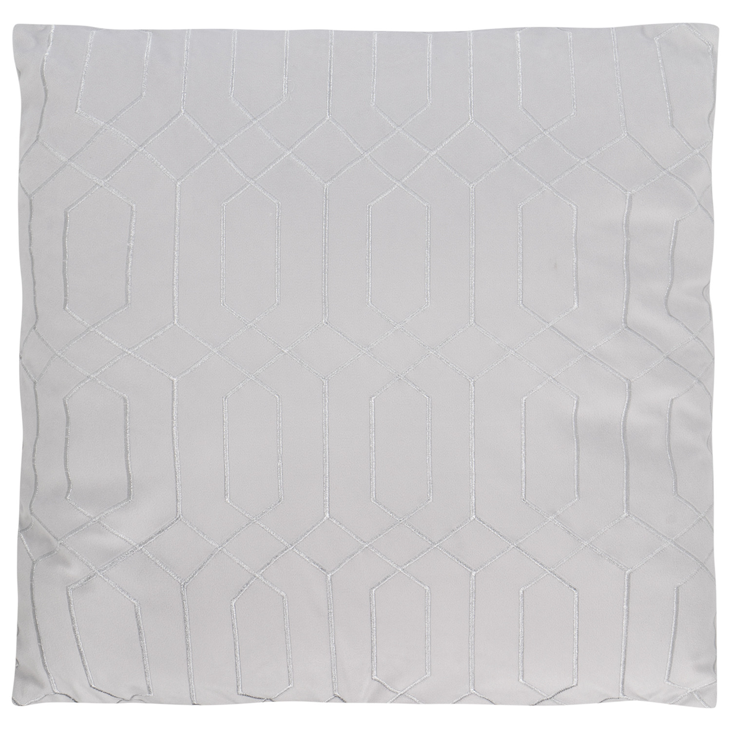 Divante Hampton Silver Geometric Embroidered Cushion 50 x 50cm Image 1