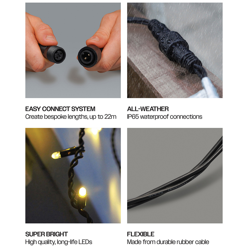 Eagle Connect Warm White LED Black Icicle Light 11m Image 5