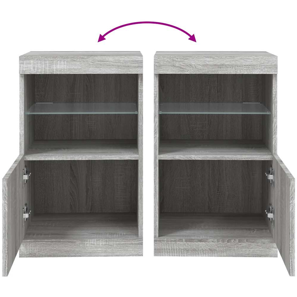 vidaXL Single Door 2 Shelf Grey Sonoma LED Sideboard Image 9