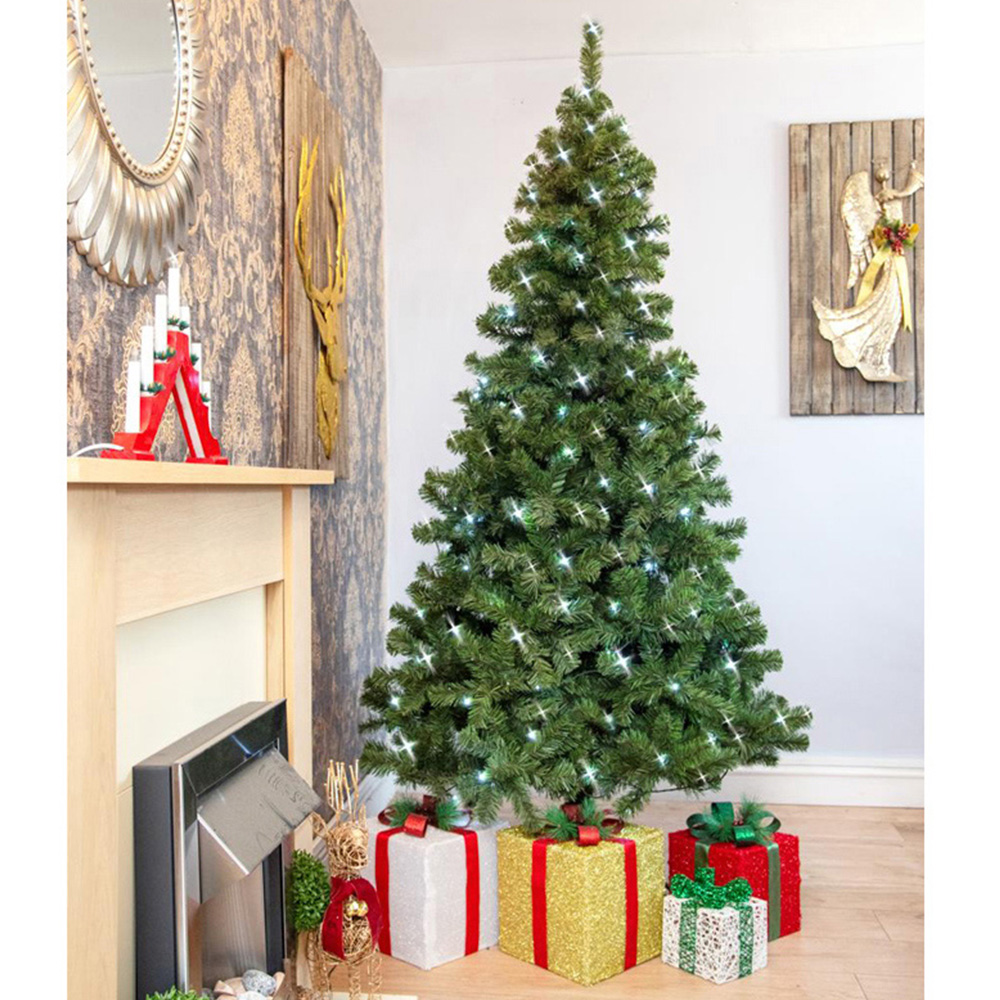 Shatchi Green Warm White LED Pre Lit Alaskan Pine Artificial Christmas Tree 12ft Image 2