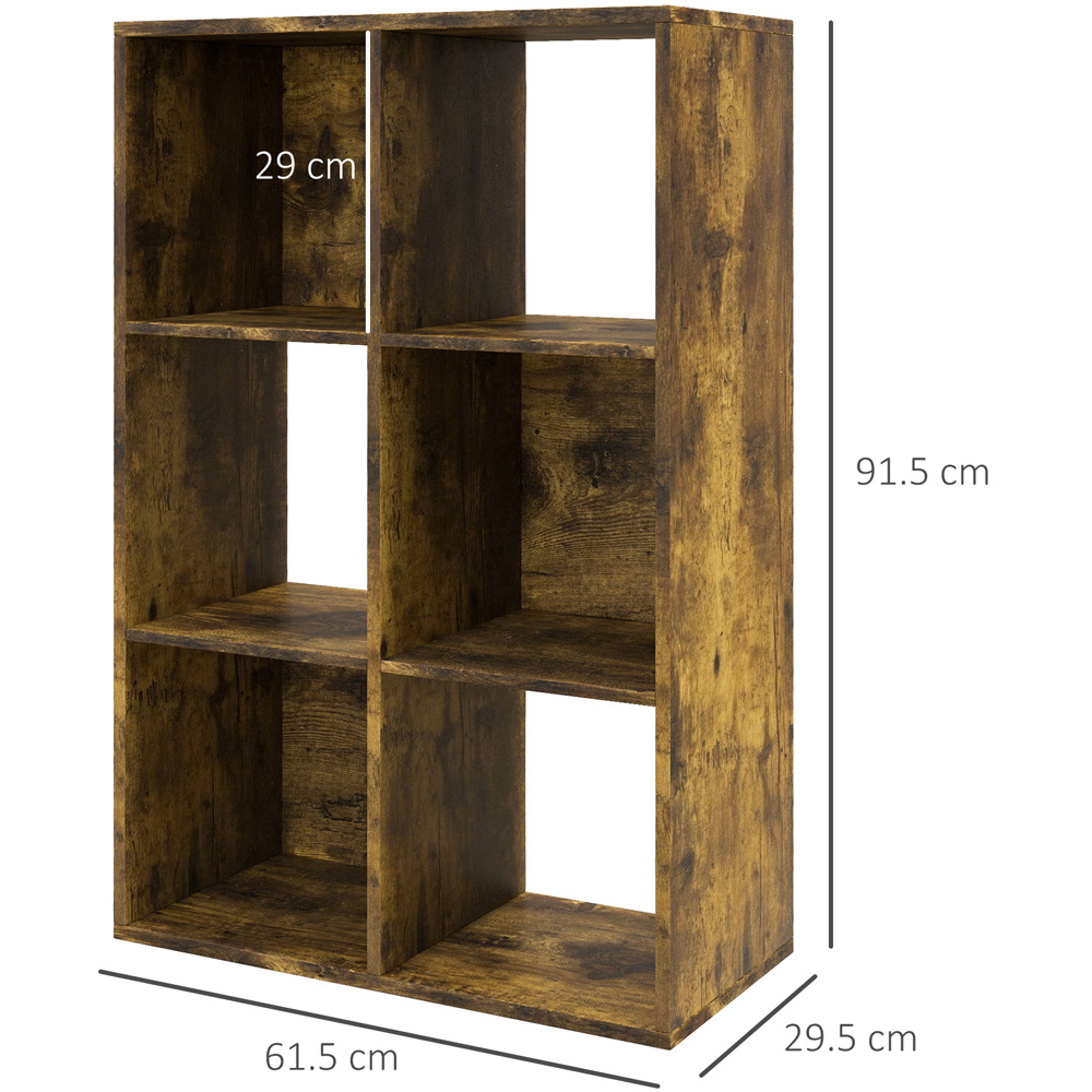 Portland 6 Shelf Rustic Brown Bookcase Image 8