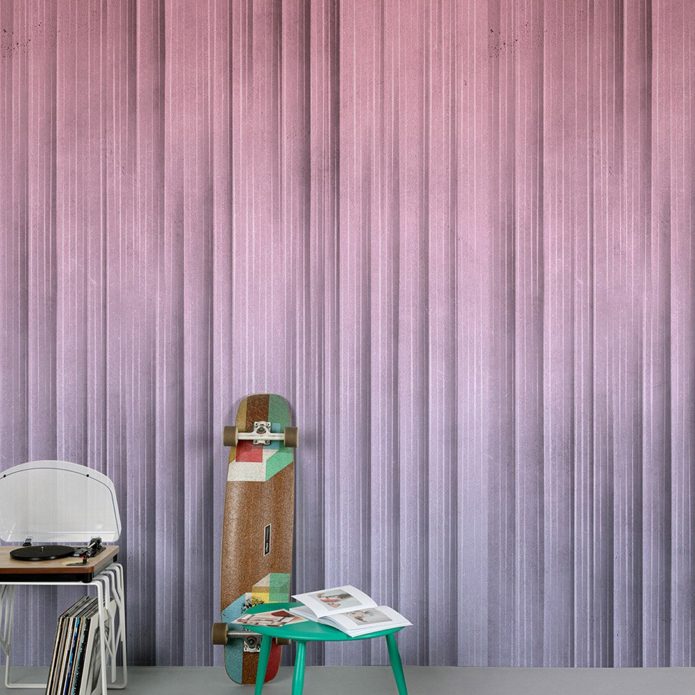 Grandeco Flashy Concrete Pink 3 Lane Wall Mural Image 1