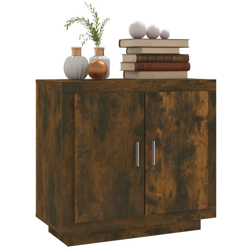vidaXL 2 Door 2 Shelf Smoked Oak Sideboard Image 4