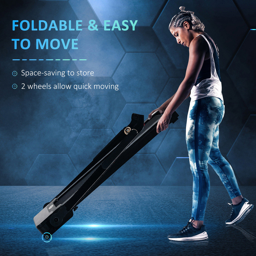HOMCOM Black Steel Foldable Motorised Treadmill with LED Monitor 600W Image 5