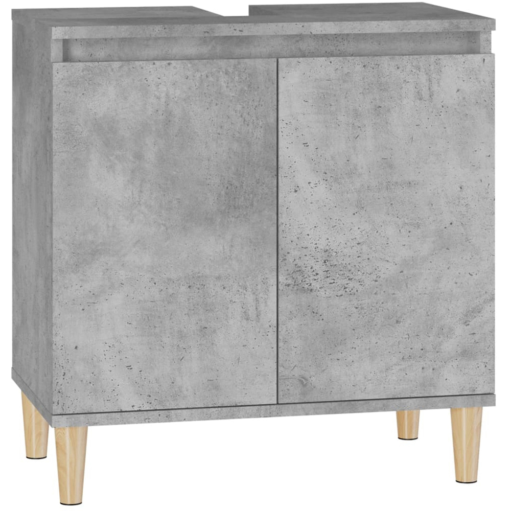 vidaXL 2 Door Concrete Grey Bathroom Sink Cabinet Image 2