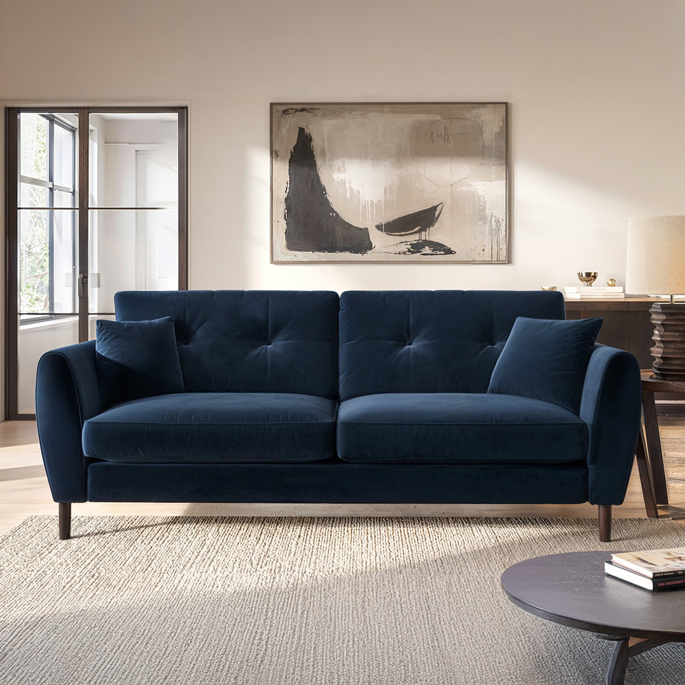 Solace+Co Ellison 3 Seater Navy Velvet Sofa Image 5