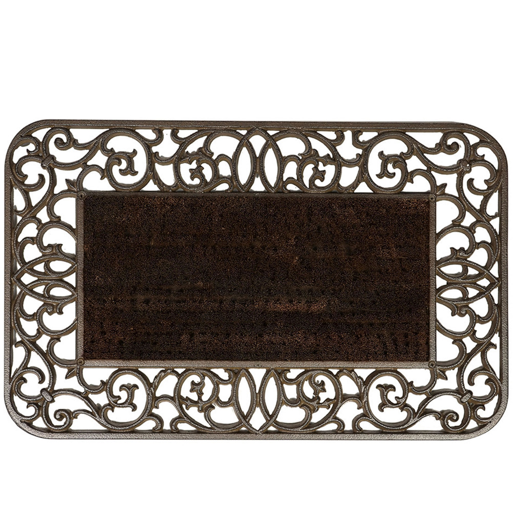 Dibor Cast Iron and Coco Fibre Door Mat with Rounded Corners 62 x 41cm Image 1