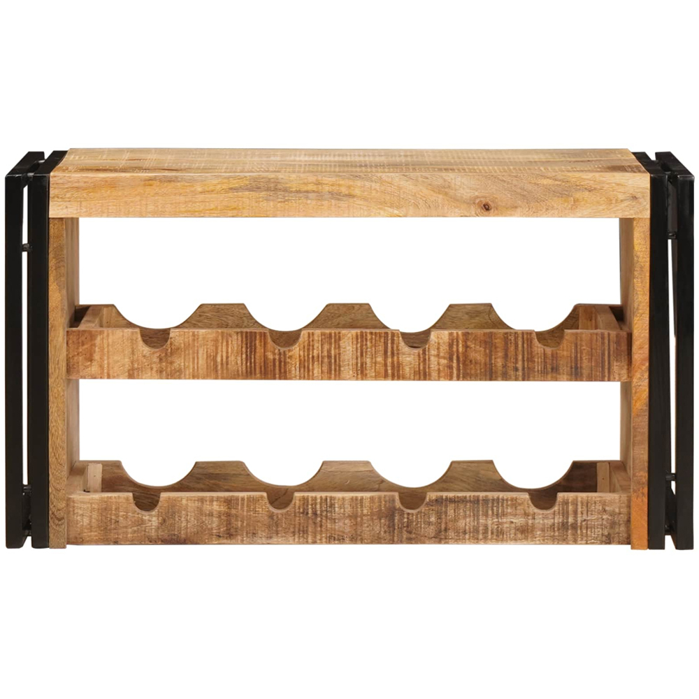vidaXL 8 Bottle Brown Solid Rough Mango Wood Wall Mounted Wine Rack Image 2