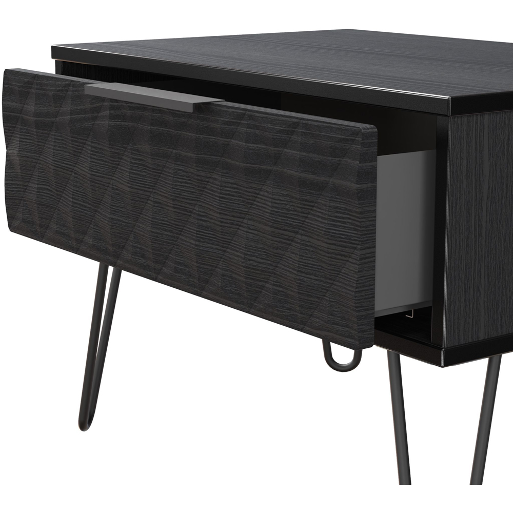Crowndale Harlequin Single Drawer Black Ash Wide Side Table Ready Assembled Image 6