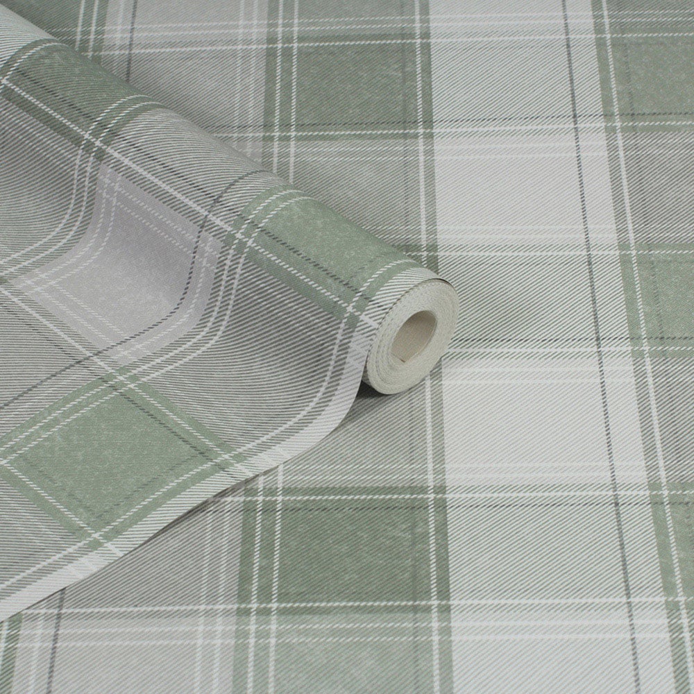Arthouse Country Check Sage Wallpaper Image 2