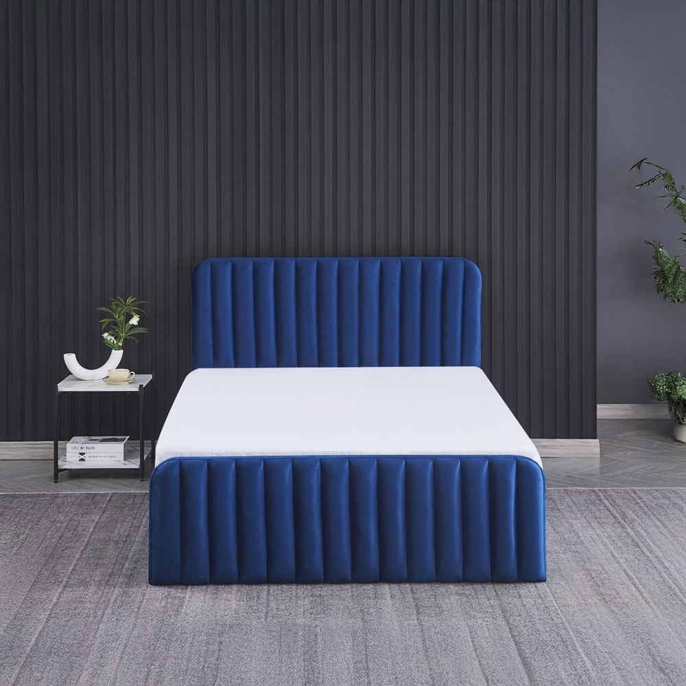 Kosy Koala Big Double Blue Velvet Ottoman Storage Bed Image 4
