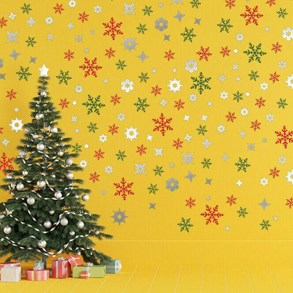 Walplus Silver and Colourful Christmas Snowflakes Self Adhesive Window Stickers 82 Piece Image 3