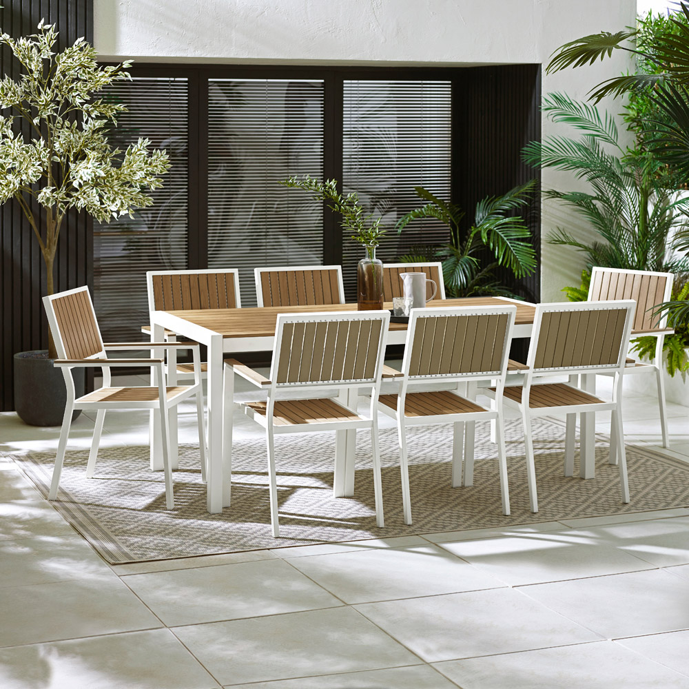 Furniturebox Bermuda 8 Seater Wooden Outdoor Dining Set White Image 5