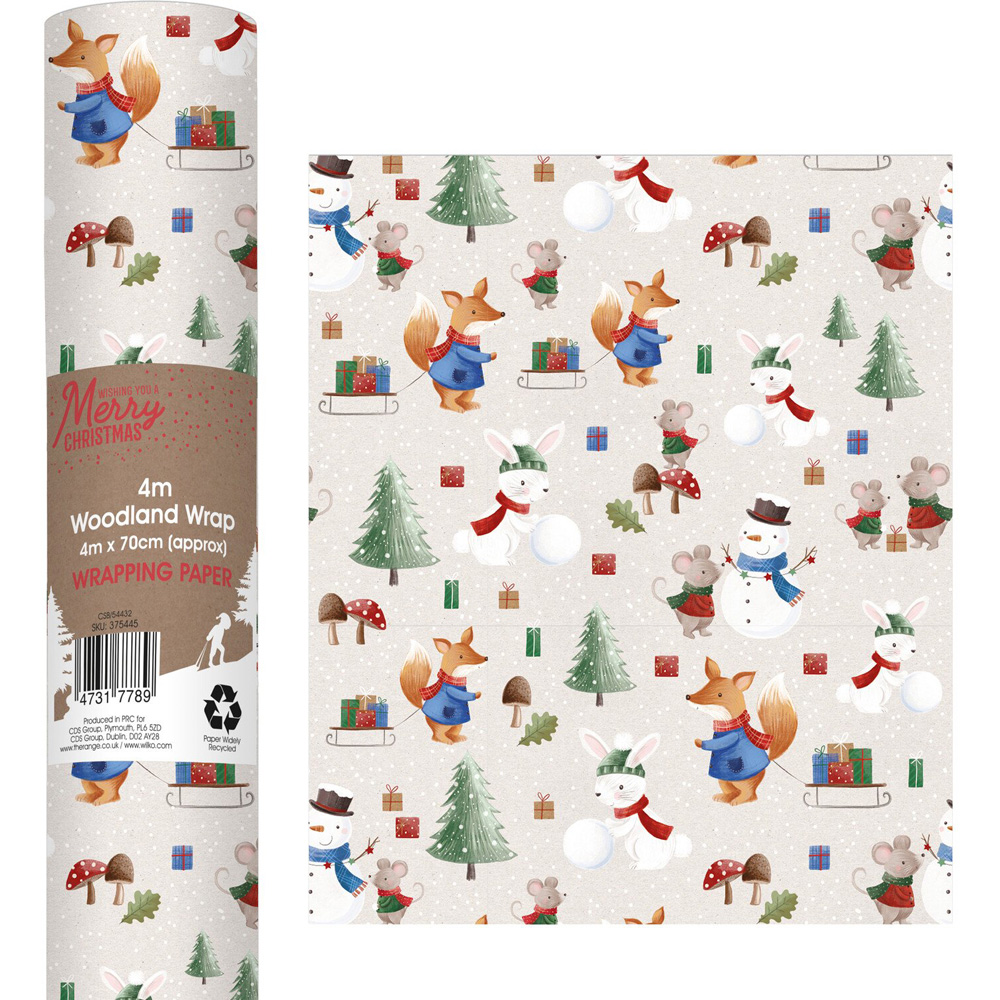 Cute Woodland Gift Wrap - Beige Image 3