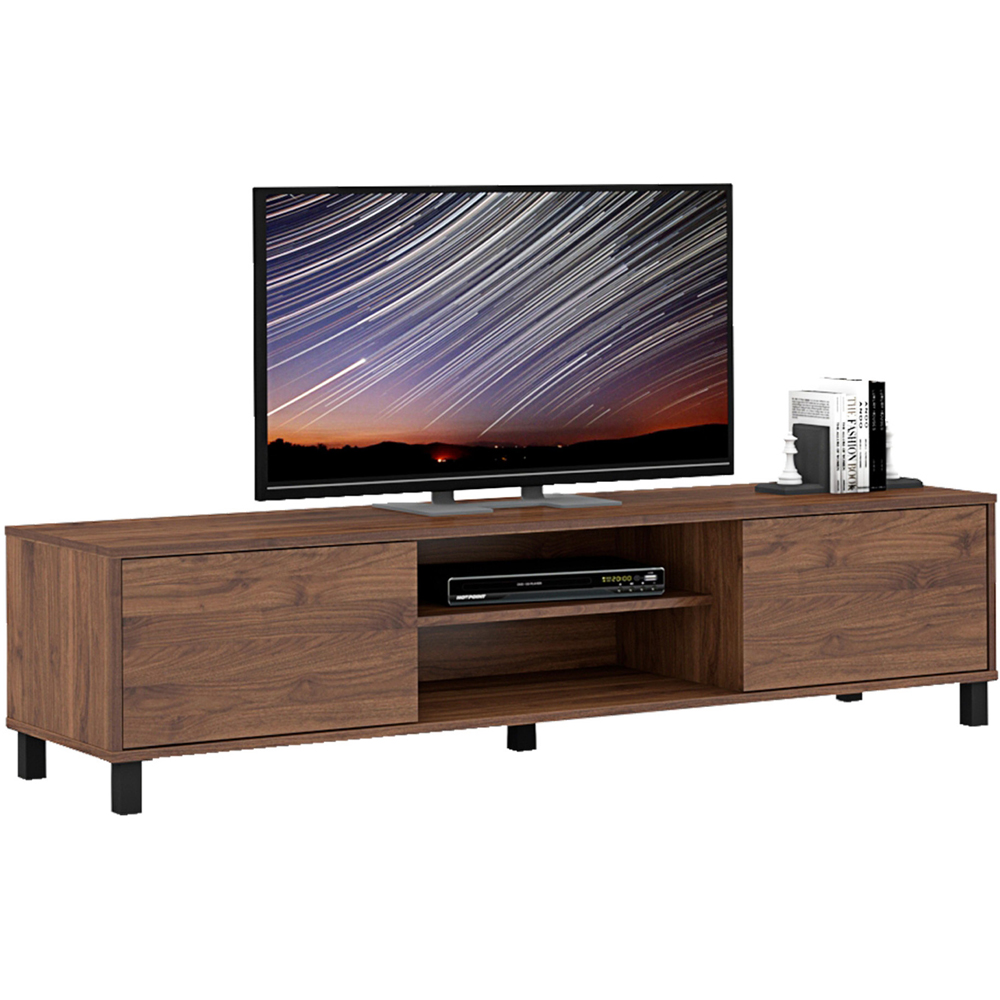 Kudl ELV1 2 Door 2 Shelf Dark Oak TV Unit Image 2