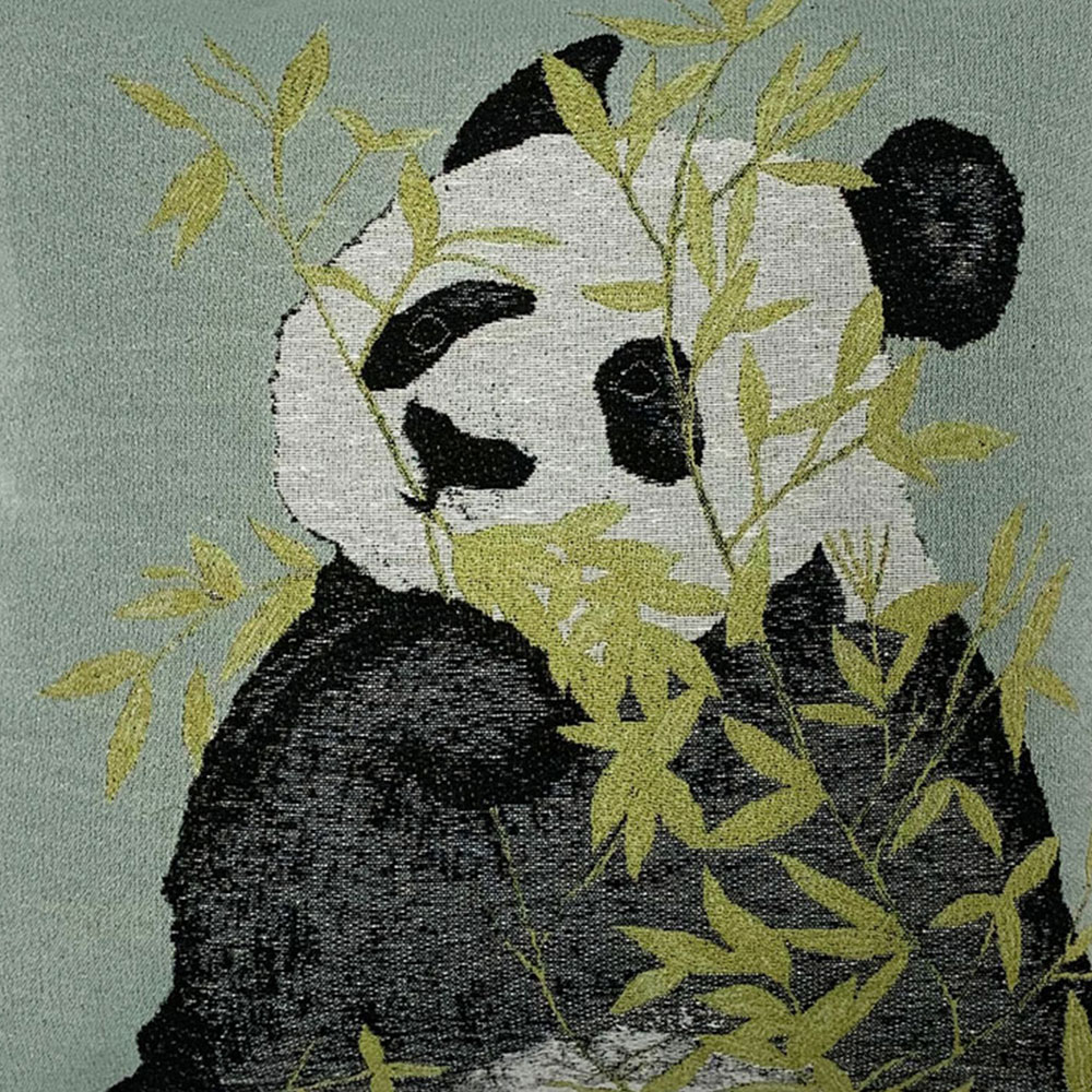 furn. Pandas Green Jacquard Cushion Image 3