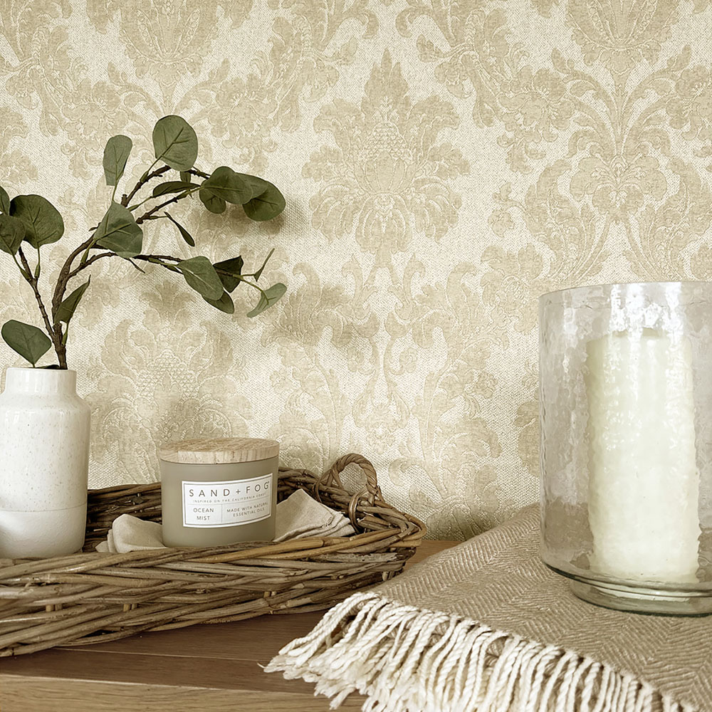 Belgravia Ciara Damask Textured Cream Image 4