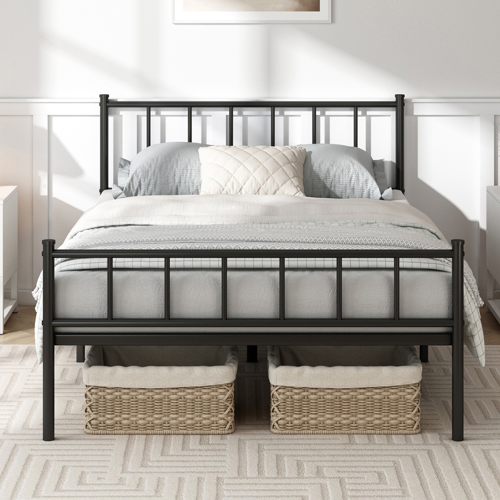 Brooklyn Finn Double Black Metal Bed Frame with Headboard and Footboard Image 4
