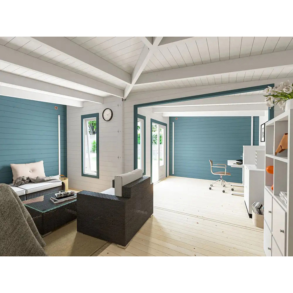 Dunster House HellWolf 30 x 16ft Brown L-Shaped Double Glazed Pent Garden Log Cabin Image 4