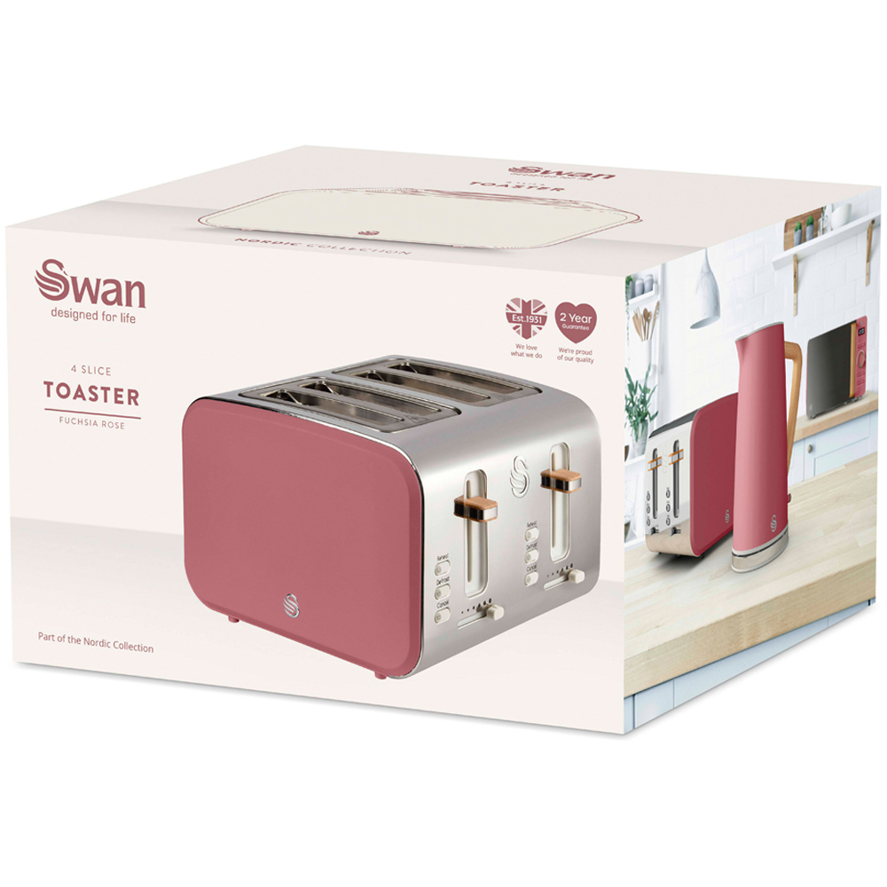Swan Nordic EEJB332 Fuchsia 4 Slice Toaster and 1.7L Cordless Kettle Set Image 4