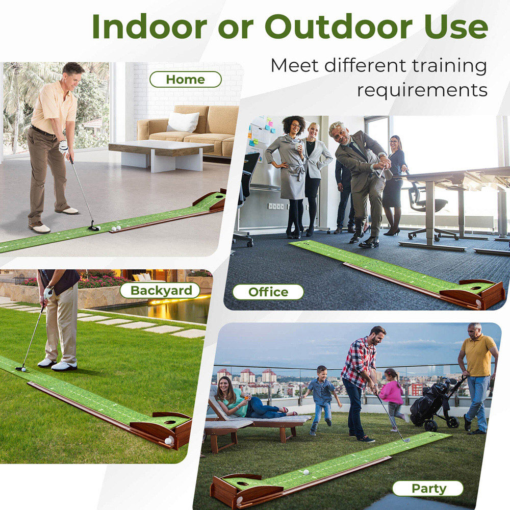 Costway Golf Putting Mat Training Aid with Auto Ball Return and Balls Image 6