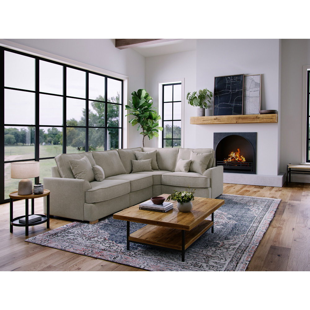 Alba City 5 Seater Stone Fabric Left Hand Corner Sofa Image 6