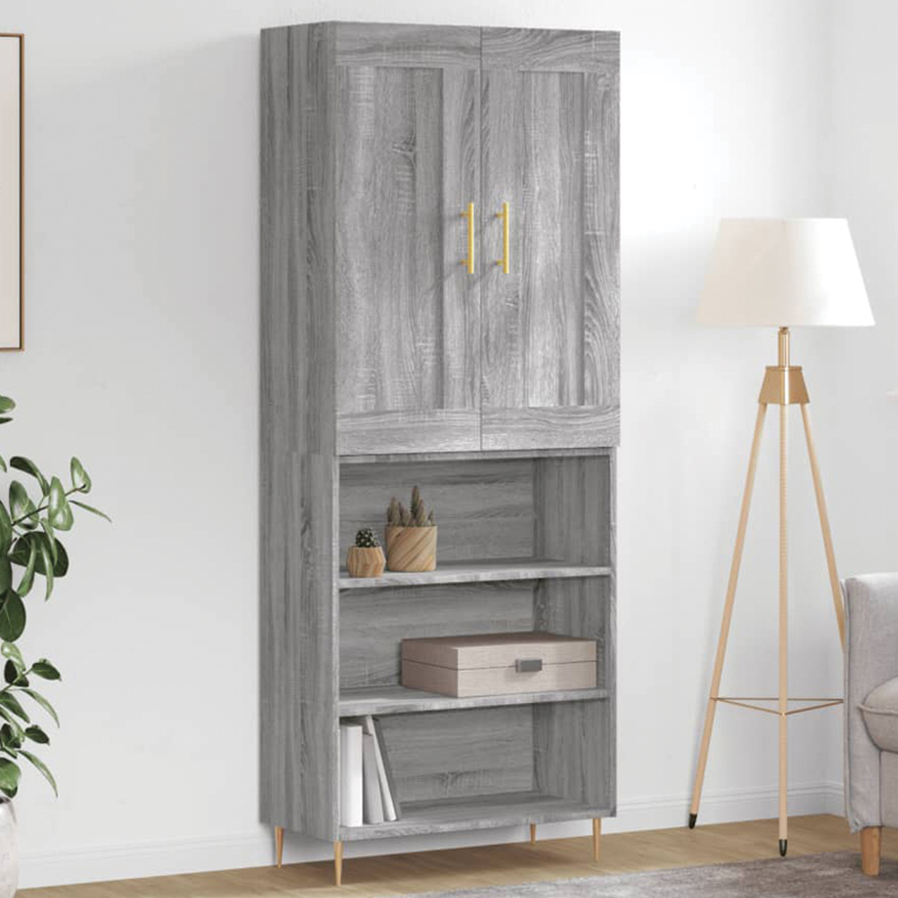 vidaXL 2 Door 3 Open Shelf Grey Sonoma Highboard Image 1