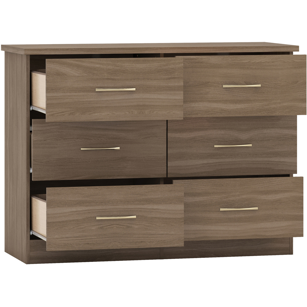 Seconique Nevada 6 Drawer Rustic Oak Effect Chest of Drawers Image 4
