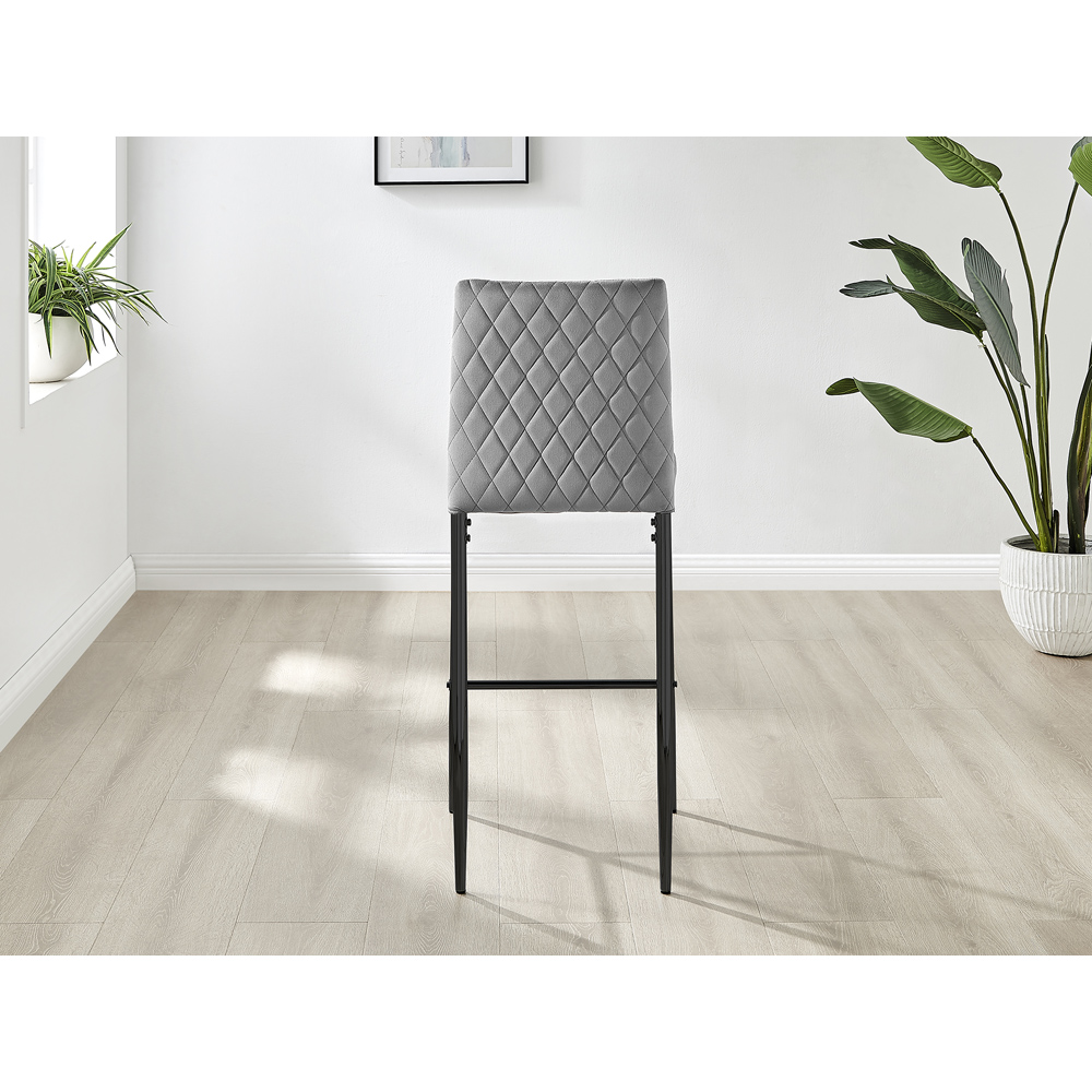 Furniturebox Modern Valera Grey and Black Velvet Bar Stool Set of 2 Image 5