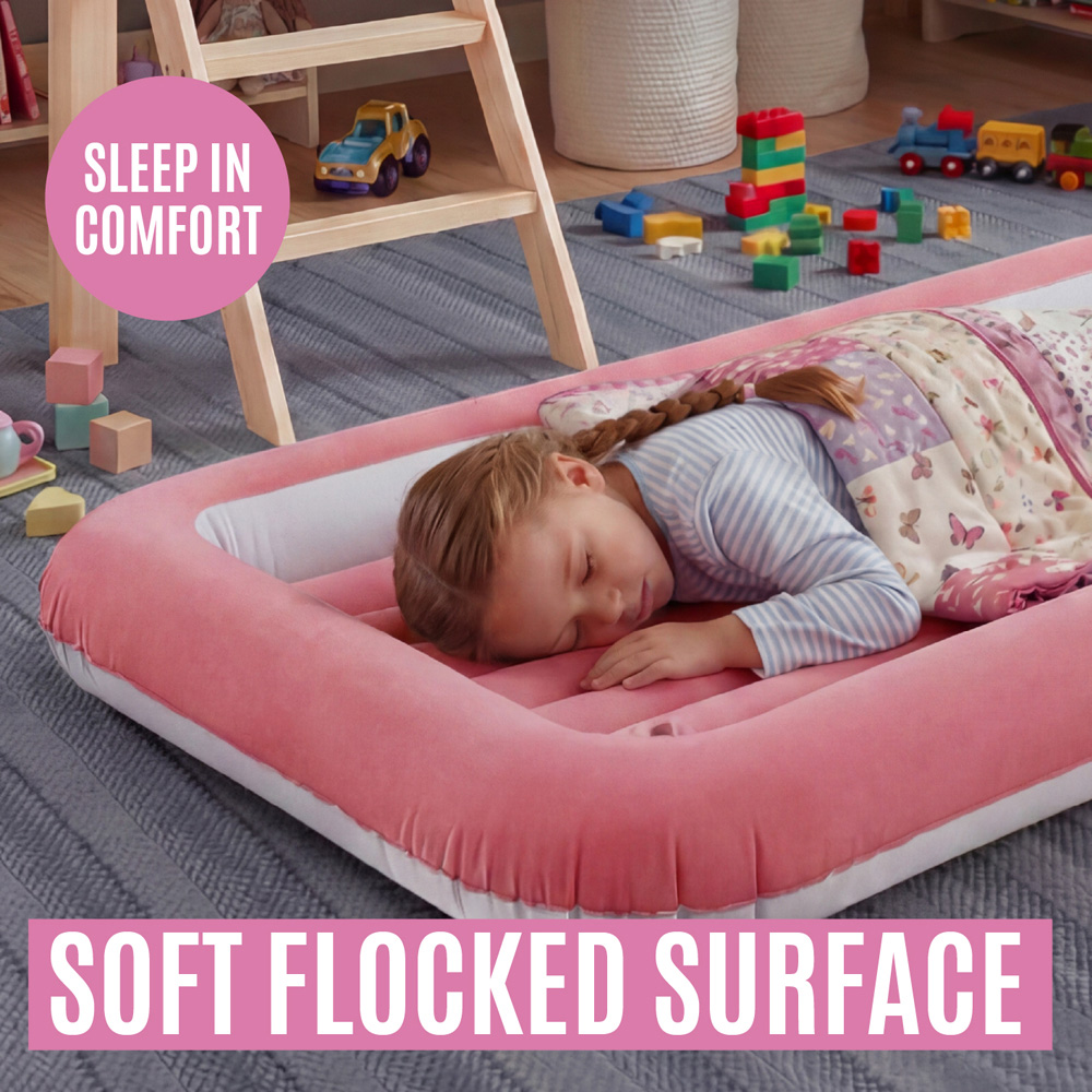 Milestone Pastel Pink Flocked Kids Airbed Image 4