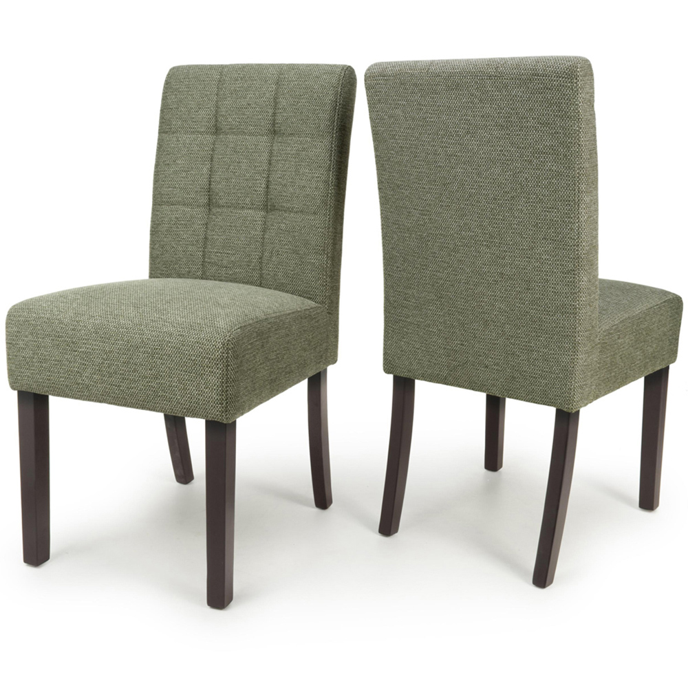 Portland Harlow Olive Weave Walnut Legs Waffle Back Dining Chair Image 7