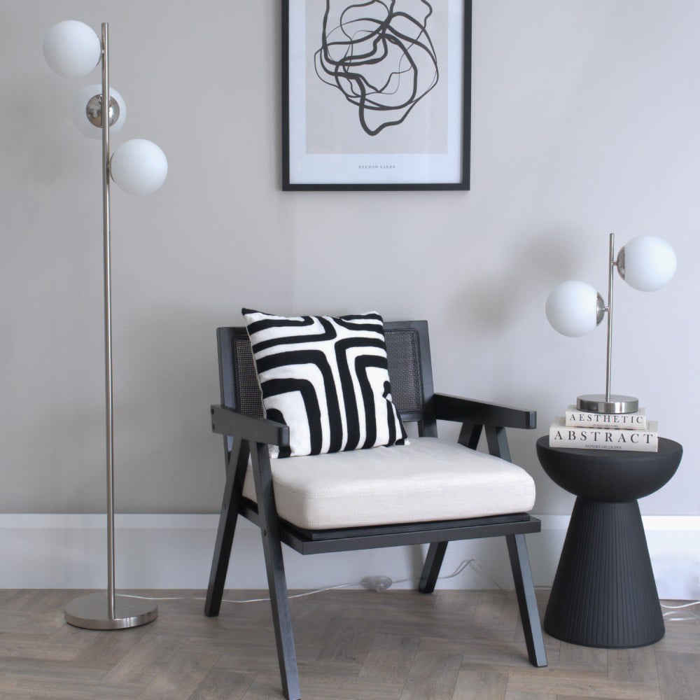 ValueLights Jas 3 Way Frosted White Glass Globe Shade Silver Chrome LED Floor Lamp Image 3