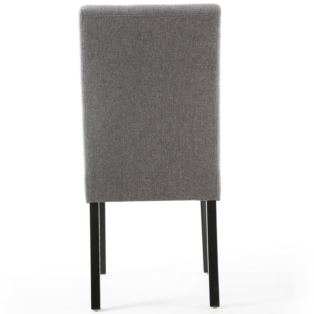 Portland Harlow Steel Grey Linen Black Legs Waffle Back Dining Chair Image 6