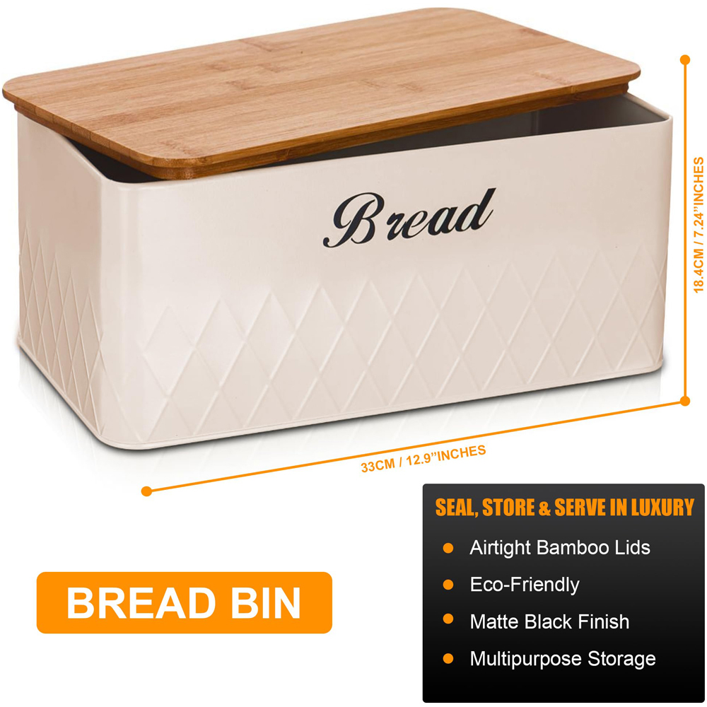 ATEK 5 Piece Cream Kitchen Canister Set with Bamboo Lids Image 6