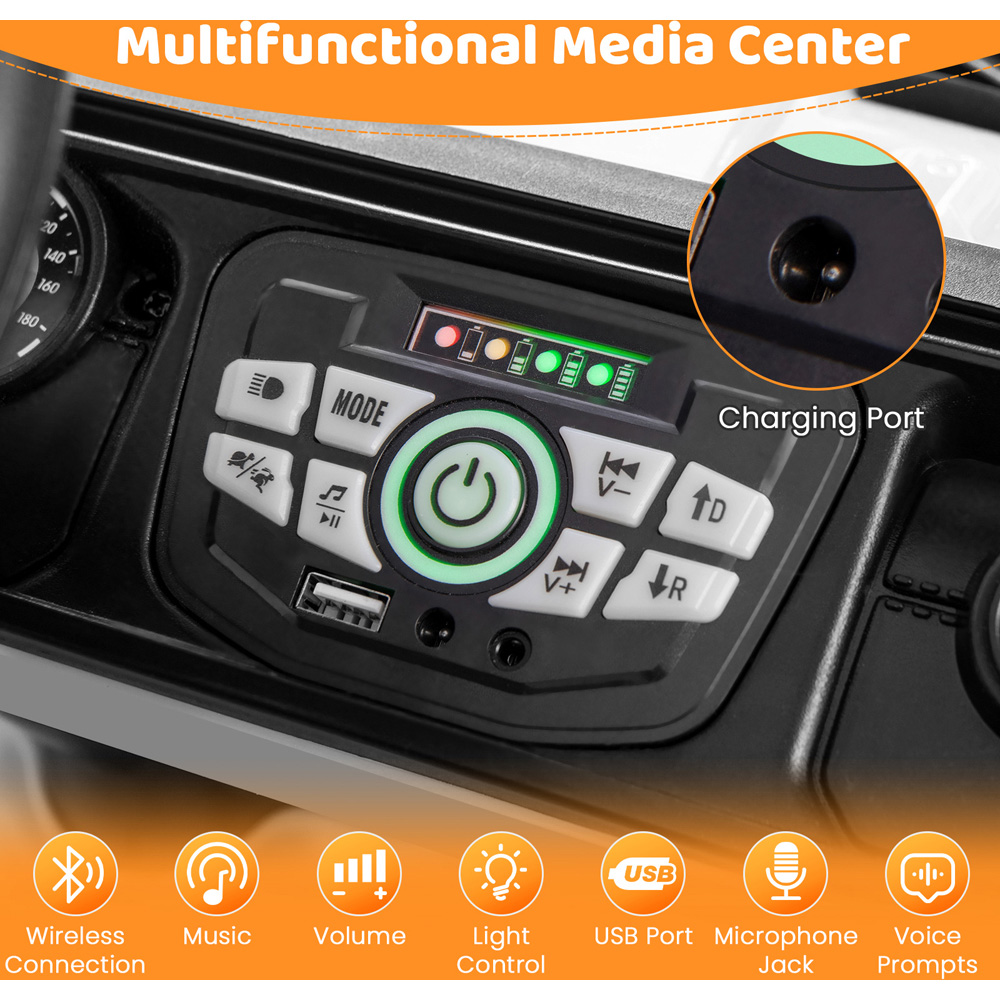 Costway Kids White Ride On Truck with Remote Control and Wireless Connection 12V Image 7