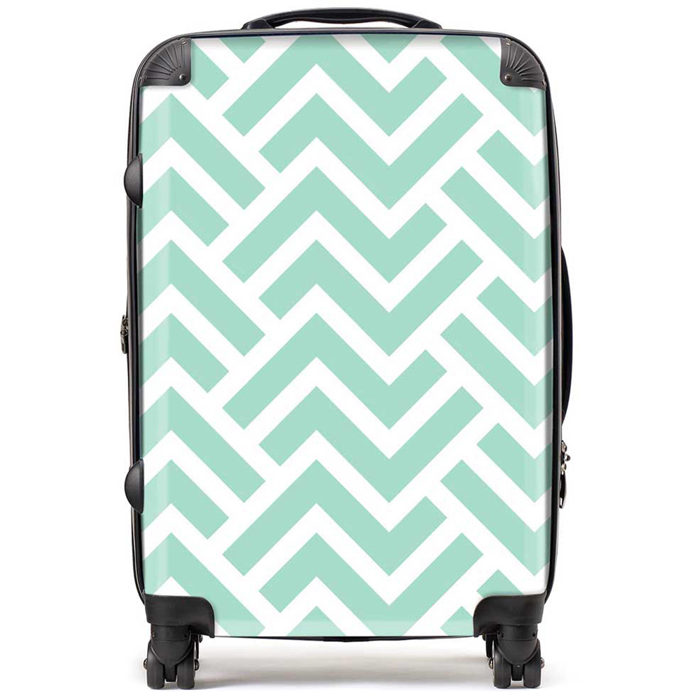 Warren Reed Designer Medium Green Geometric Pattern Suitcase Image 1