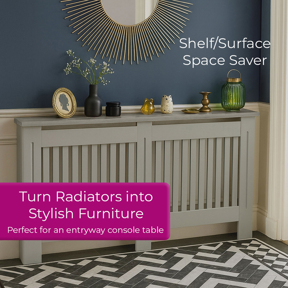Neo Grey Decorative Wooden Radiator Cover Large Image 7