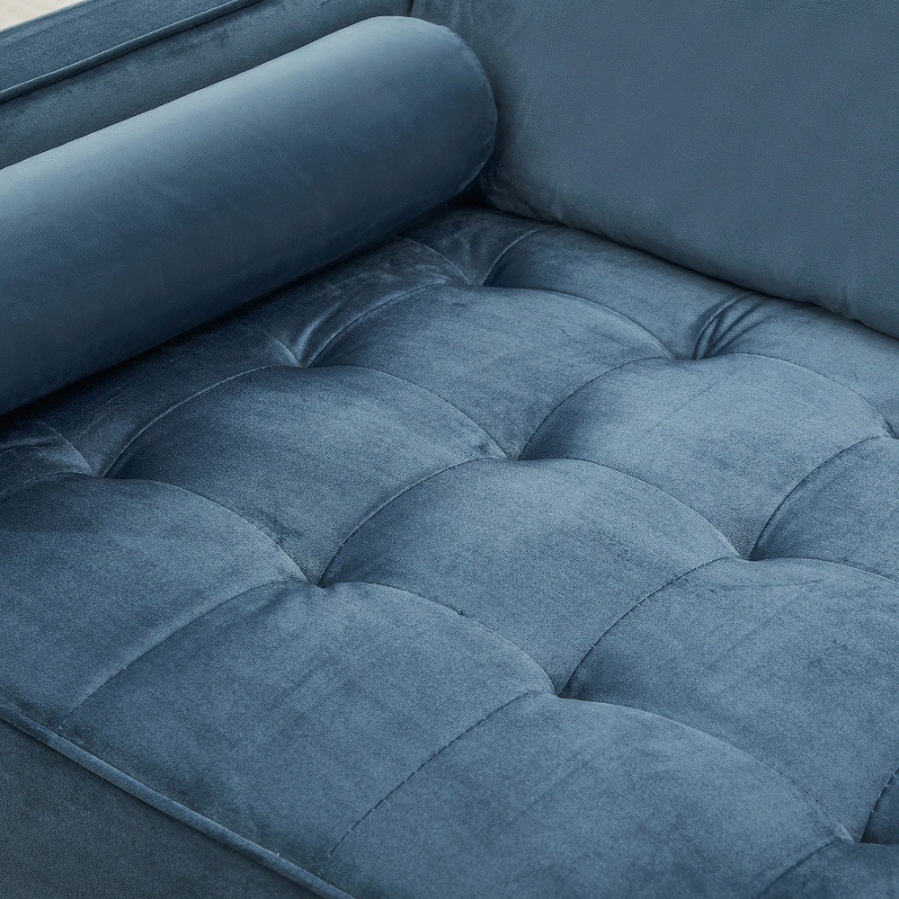 Home Detail Edward 3 Seater Blue Velvet Sofa Image 7