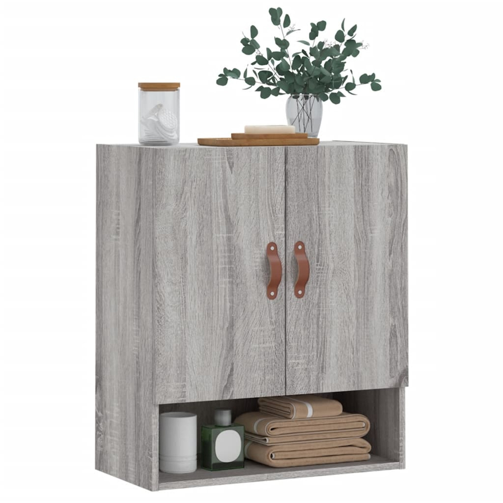 vidaXL 2 Door Single Shelf Grey Sonoma Oak Wall Cabinet Image 3