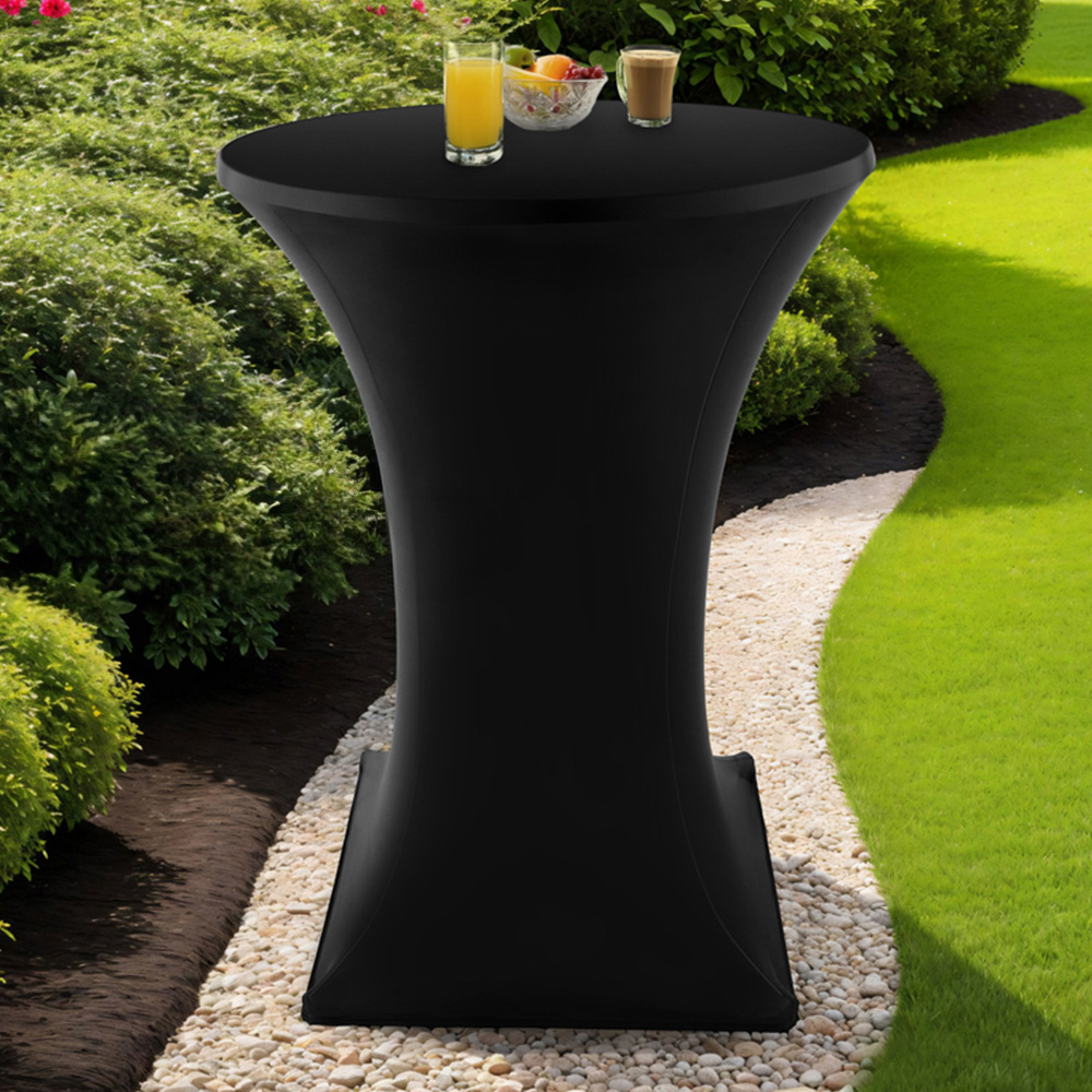 tectake Black Folding Bar Table Cover 90 x 110cm Image 1