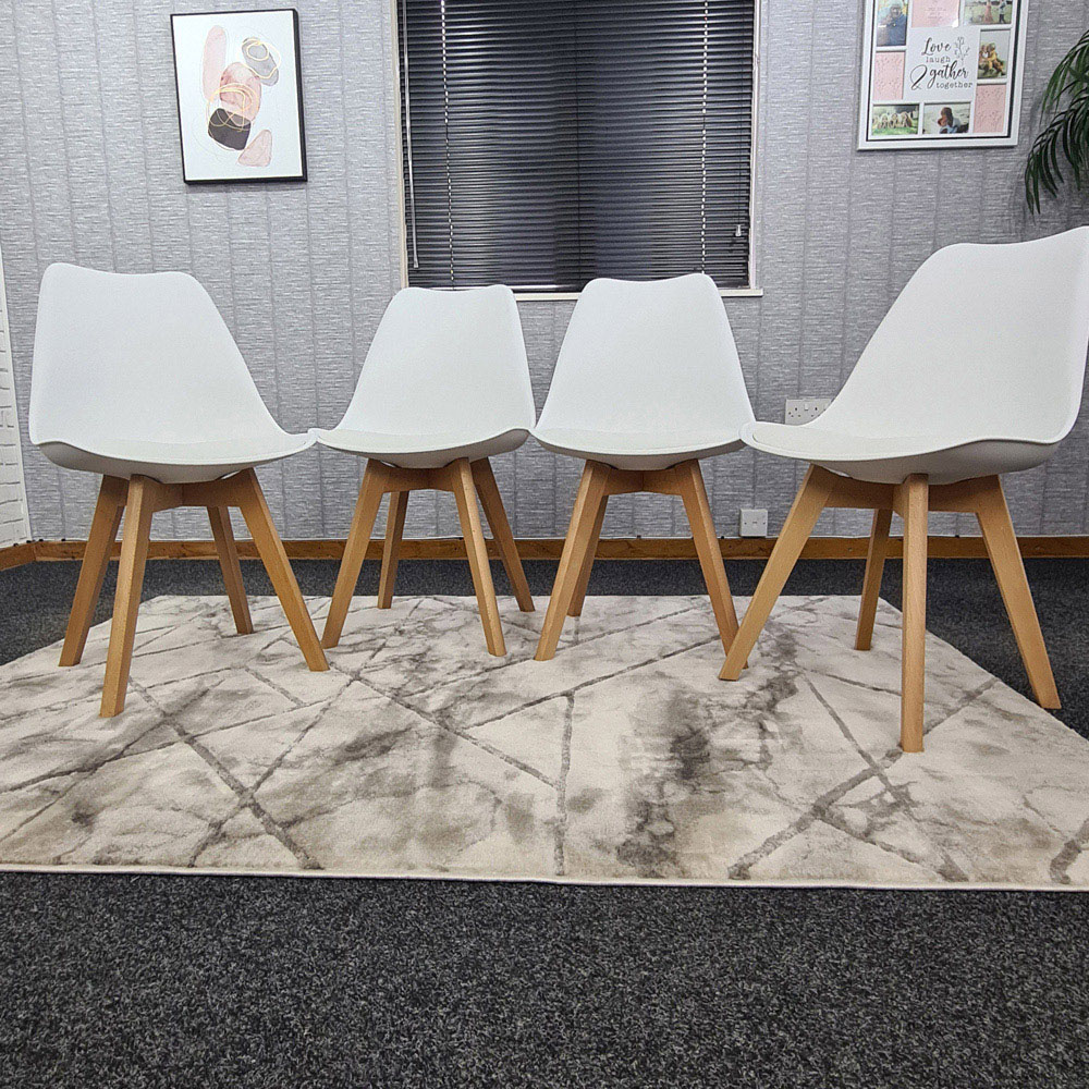 Kosy Koala Set of 4 White Plastic Dining Chair with Faux Leather Padded Seat Image 5