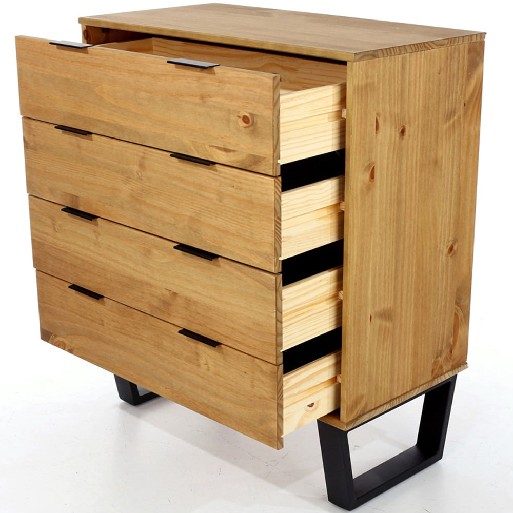 Core Products Texas 4 Drawer Antique Wax Pine Chest of Drawers Image 5